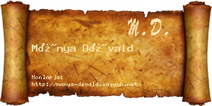 Mánya Dévald névjegykártya